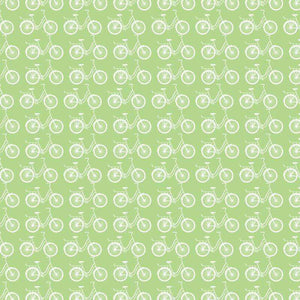 Retro bicycle pattern on a pastel green background