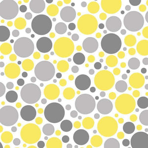 A vibrant array of yellow and gray circles on a white background