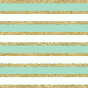 Striped pattern with alternating mint green and glittery gold horizontal stripes