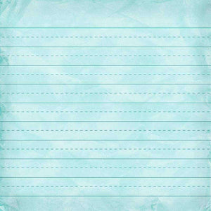 A textured aqua blue background with white dashed lines