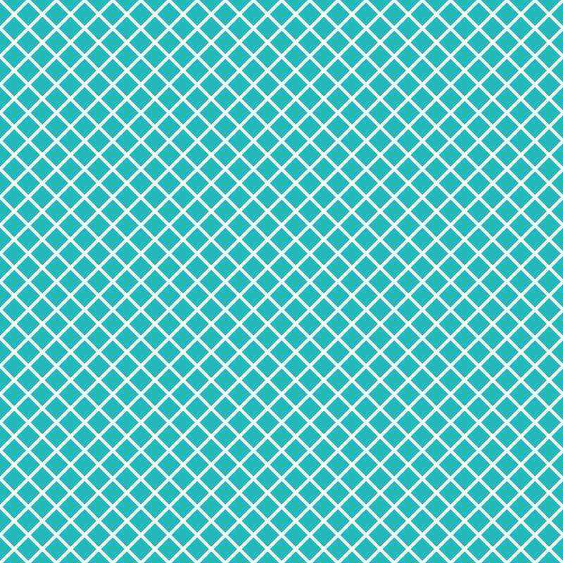 A square image featuring a turquoise and white crisscross pattern