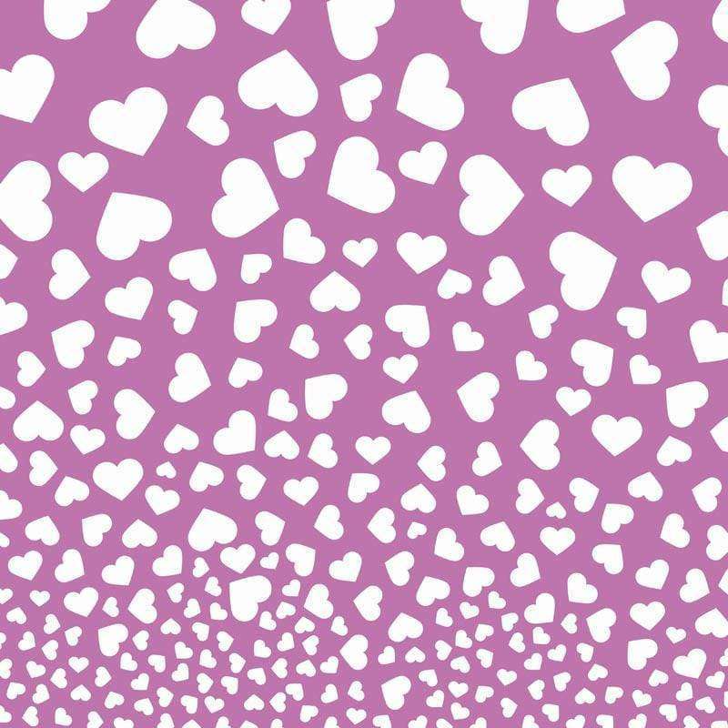 Scattered white heart pattern on a purple background