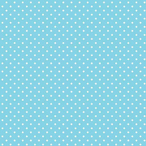 Light blue background with white polka dots pattern