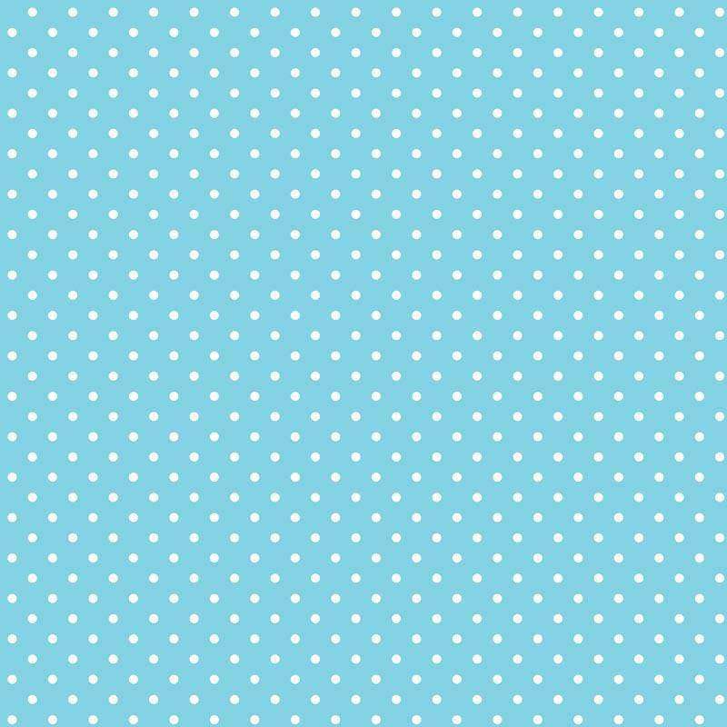 Light blue background with white polka dots pattern