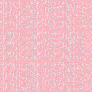 Seamless pattern with stylized alphabet letters on a pink background