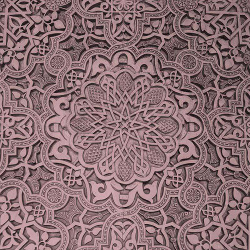 Intricate mandala pattern in shades of pink and grey