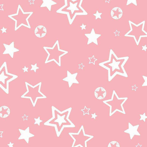 Pink background with white varying star patterns
