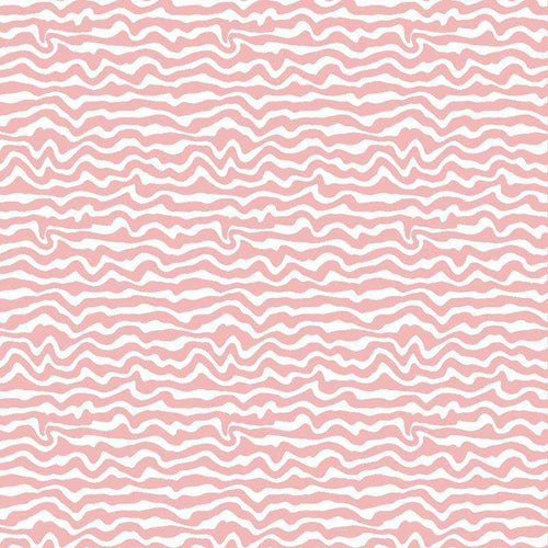 Abstract undulating pink lines on a pale background