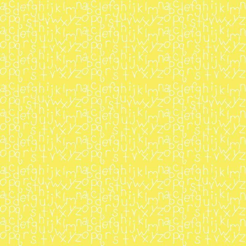 Scattered alphabet letters on a light yellow background