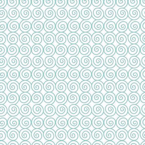 Seamless aqua blue spiral pattern on an off-white background