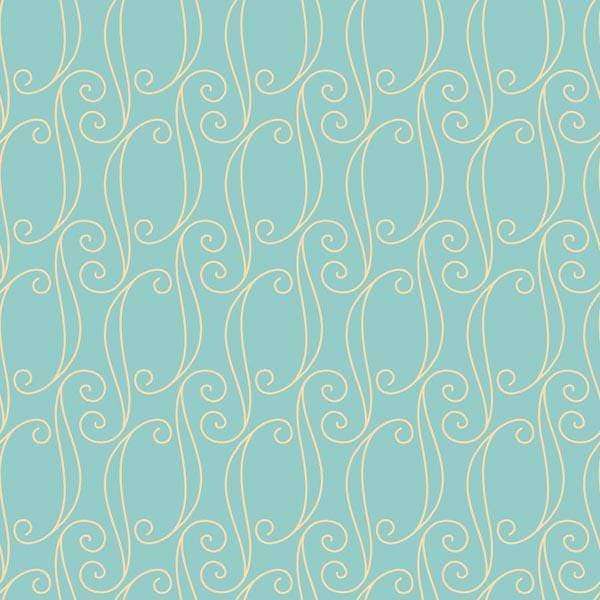 Elegant aqua blue background with white scrolling vine patterns