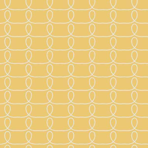 Interlocking loop pattern on a mustard yellow background
