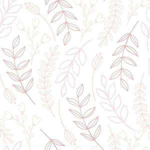 Hand-drawn style botanical pattern with delicate leaves and florals