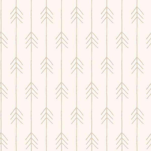 Repeated arrow-shaped pattern in beige and gold