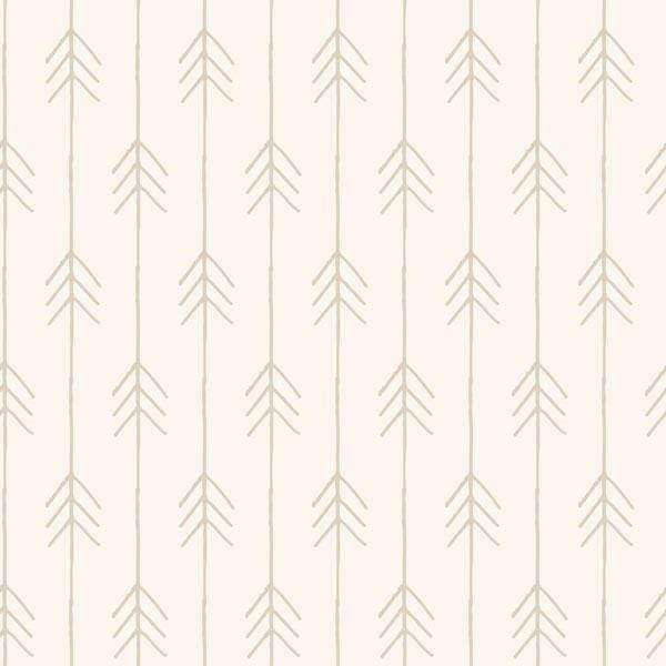Repeated arrow-shaped pattern in beige and gold