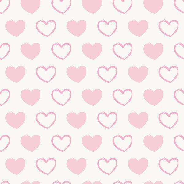Repeated pink heart patterns on a light background