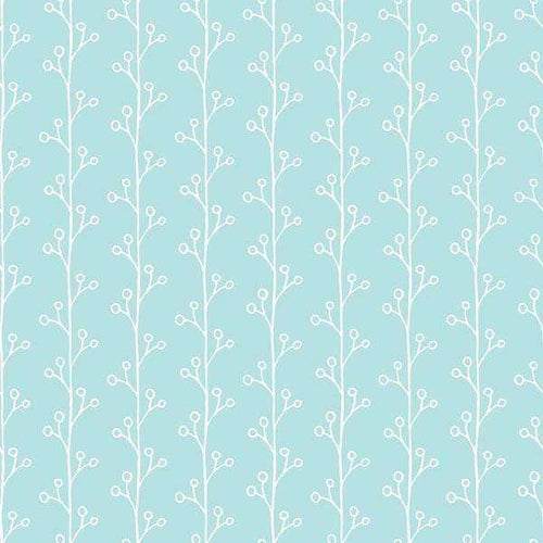 Light blue background with delicate white botanical illustrations