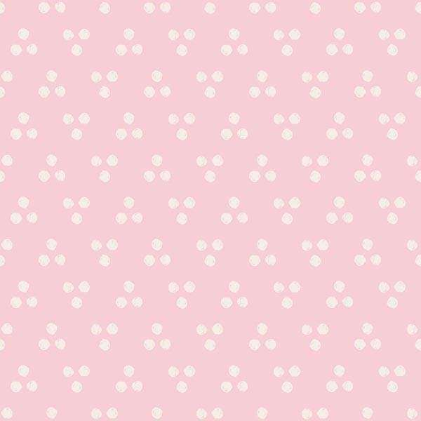 Pale pink background with delicate white floral pattern