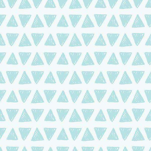 Repeating pattern of sketched triangles on a pastel mint background