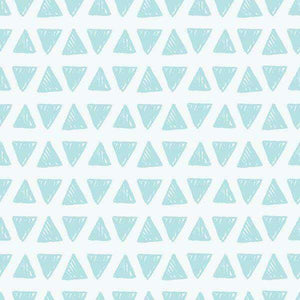 Repeating pattern of sketched triangles on a pastel mint background