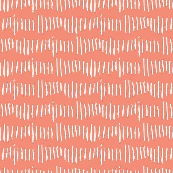 Abstract white dash lines on a coral background