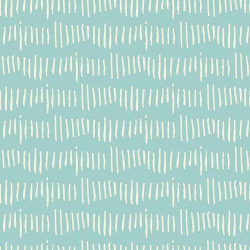 Abstract white linear brushstrokes on a teal background