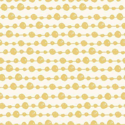 Pattern of yellow dots and connecting lines on a cream background