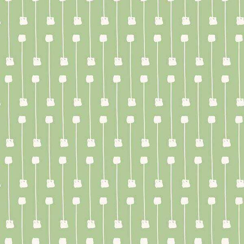 Green striped background with small white flower patterns