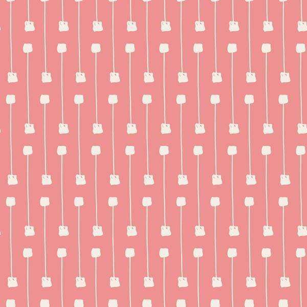 Pink floral pattern with white blooms on vertical stripes
