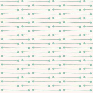 A pattern of mint green dots and horizontal lines on a pale background