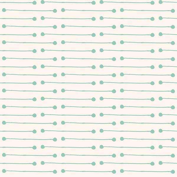 A pattern of mint green dots and horizontal lines on a pale background