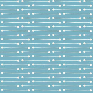 Blue fabric with white stitch-like patterns