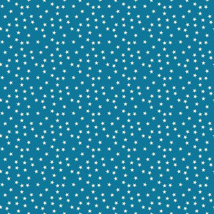 Repeated white star pattern on a teal background