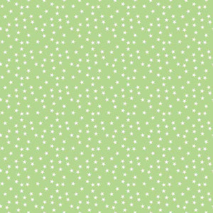 Light green background with small white star patterns