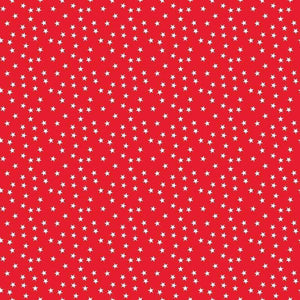 Red background with small white stars pattern