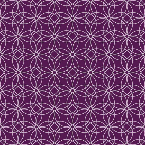 Symmetrical floral lace pattern in lavender and white