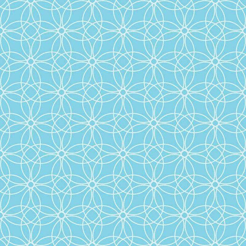 Continuous blue and white lacy floral pattern