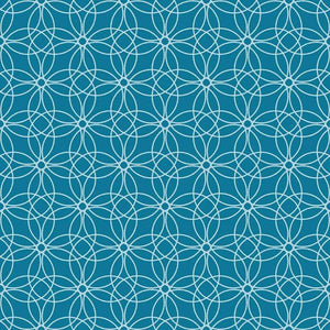 Geometric pattern with interlacing white lines on a teal background