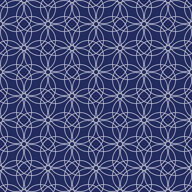 Geometric floral pattern on indigo background