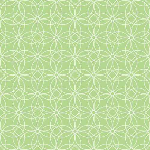 Repeating geometric pattern with interlocking rings on a green background