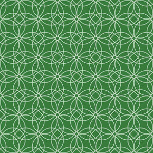 Green and white geometric floral pattern