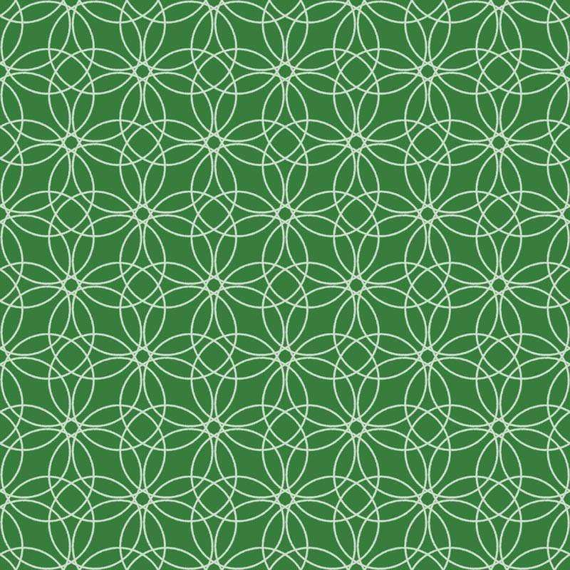 Green and white geometric floral pattern