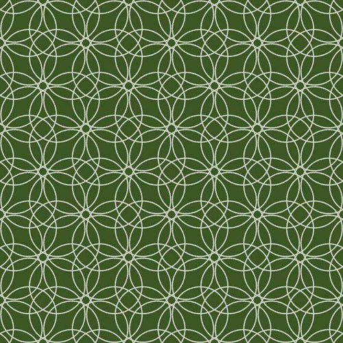 Geometric floral pattern on a green background