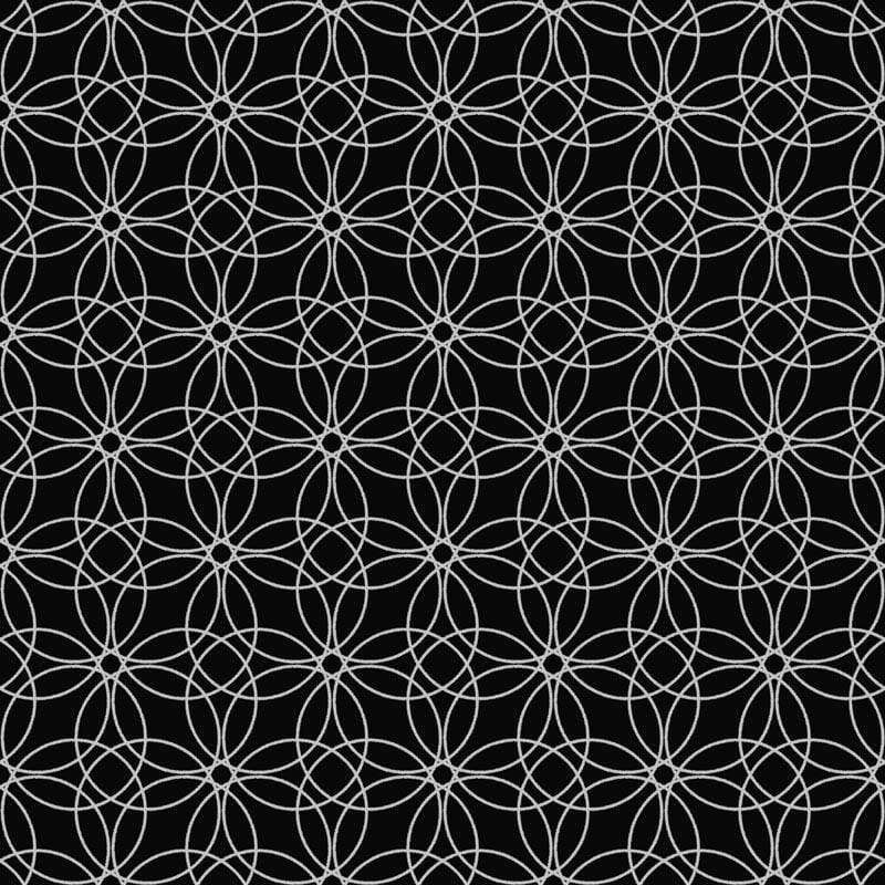 Repeated interlacing petal-like shapes in black and white