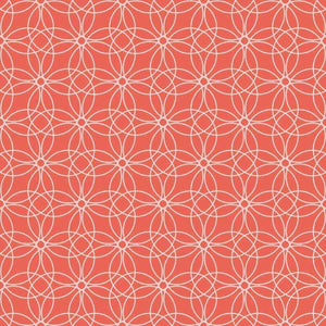 Geometric lace pattern in coral and white