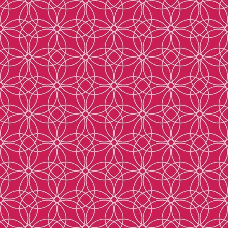 Geometric floral lattice pattern on a crimson background