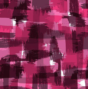Abstract art with brushstroke patterns in shades of magenta and black