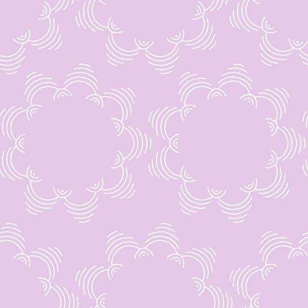 White cloud-like patterns on a lavender background