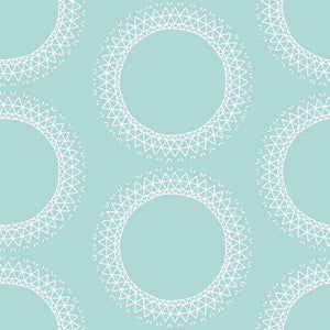 Geometric pattern with lace-like circles on an aqua background