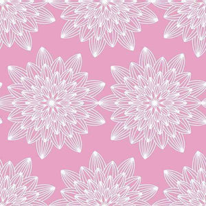 White floral pattern on a pink background